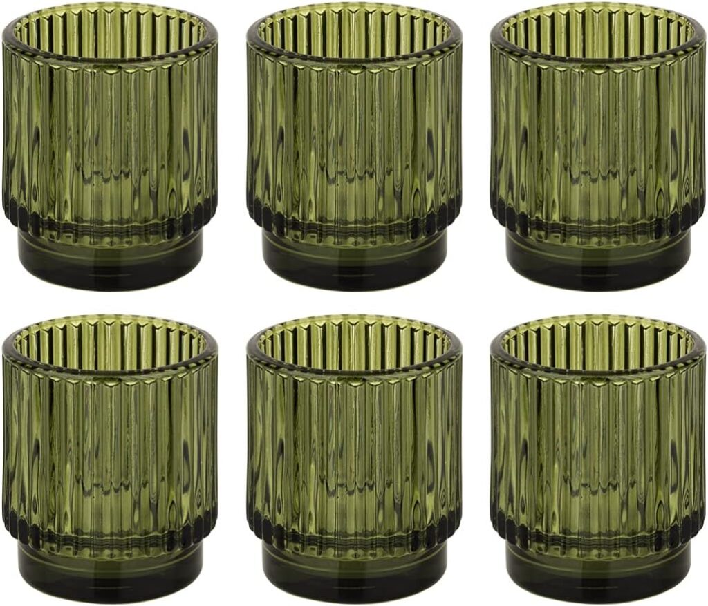Koyal Wholesale Ribbed Glass Votive Holders (Olive Green, 6) Koyal Wholesale Ribbed Glass Votive Holders (Olive Green, 6)