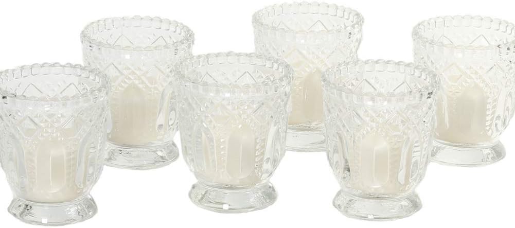 Koyal Wholesale Vintage Glass Candle Holder (Pack of 6), 3 x 2.75