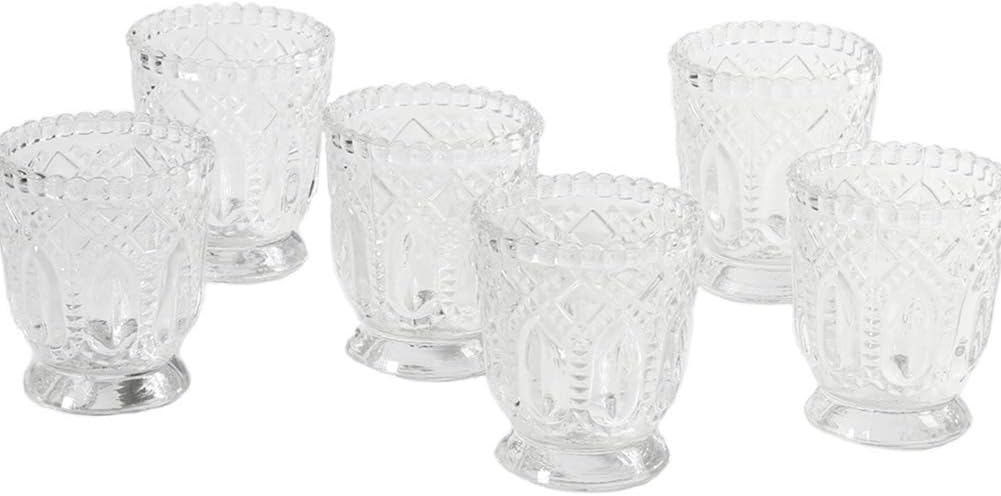 Koyal Wholesale Vintage Glass Candle Holder (Pack of 6), 3 x 2.75