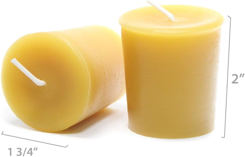 Bluecorn Beeswax 100% Pure Beeswax Votive Candles | Natural Beeswax Candles, Ivory White Beeswax Votives, 4-Pack | Long Burn (12+ Hours) | Soy, Paraffin,  Fragrance Free | Handmade in Colorado
