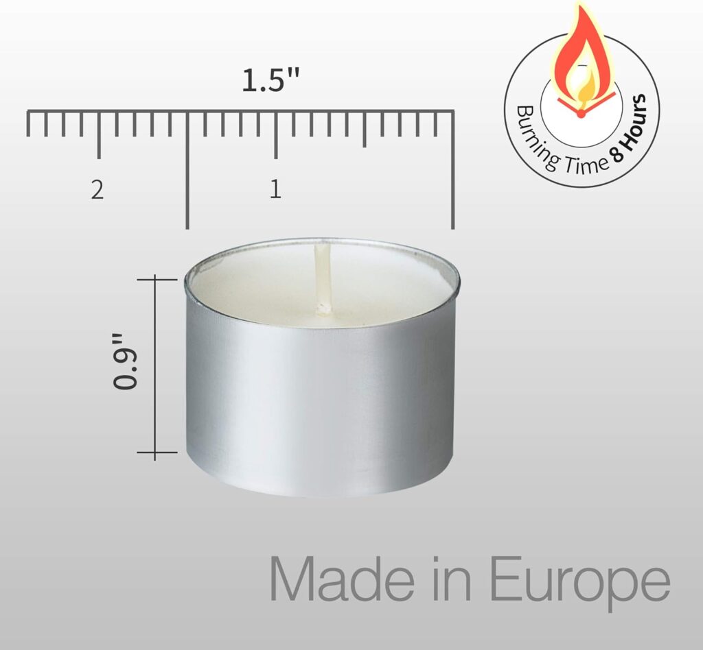 HomeLights Tealight Candles - 8 Hour Long time Burning, Giant 100,200,300 Packs -White Votive Smokeless European Tea Light Unscented Candles for Shabbat, Weddings, Christmas,Home Decorative -100 Pack HomeLights Tealight Candles - 8 Hour Long time Burning, Giant 100,200,300 Packs -White Votive Smokeless European Tea Light Unscented Candles for Shabbat, Weddings, Christmas,Home Decorative -100 Pack