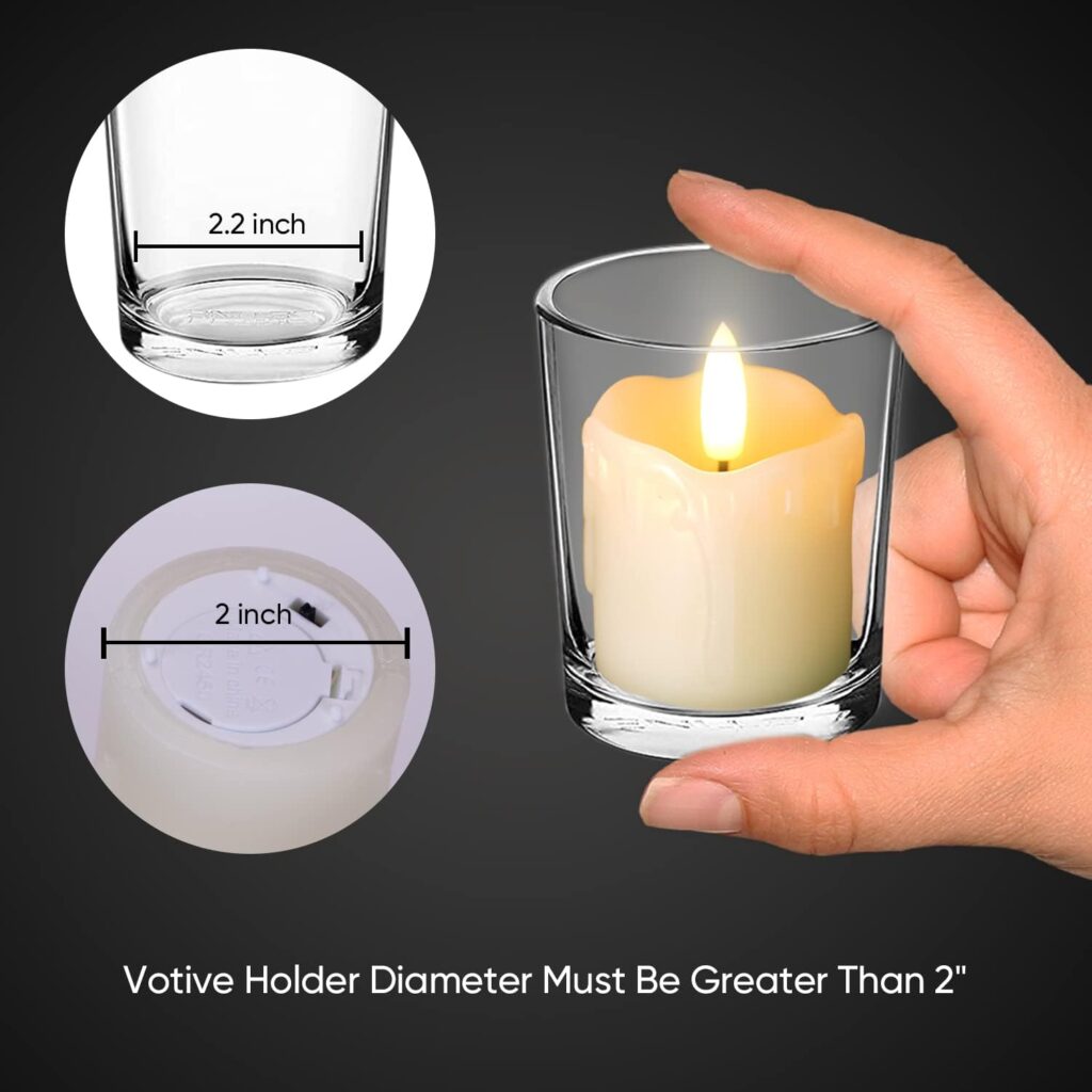 Homemory Flameless Votive Candles with Timer, 2 x 2 Birch Bark Real Wax, 400+Hour Realistic Black Wick Battery Operated Fake Candles, 6 Pack for Wedding, Party and Holiday Decoration