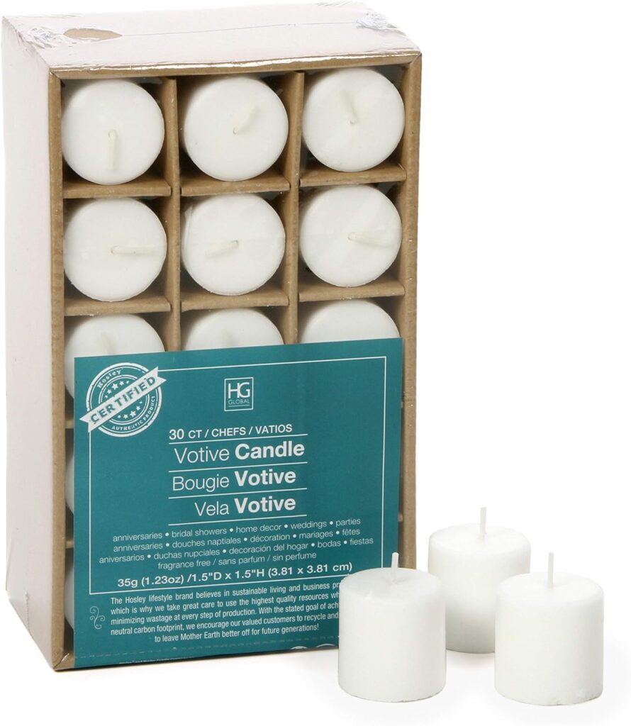 Hosleys Set of 30 Unscented White Votive Candles Hosleys Set of 30 Unscented White Votive Candles