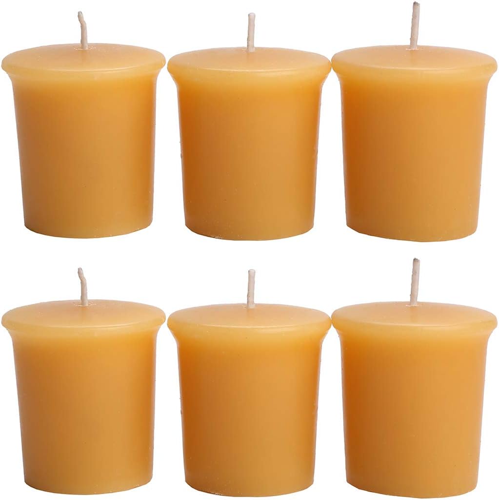 LJQizn 6pcs Beeswax Votive Candles Pure Handmade Pillar Natural Votives Set for Gift Home Décor Party Wedding Spa