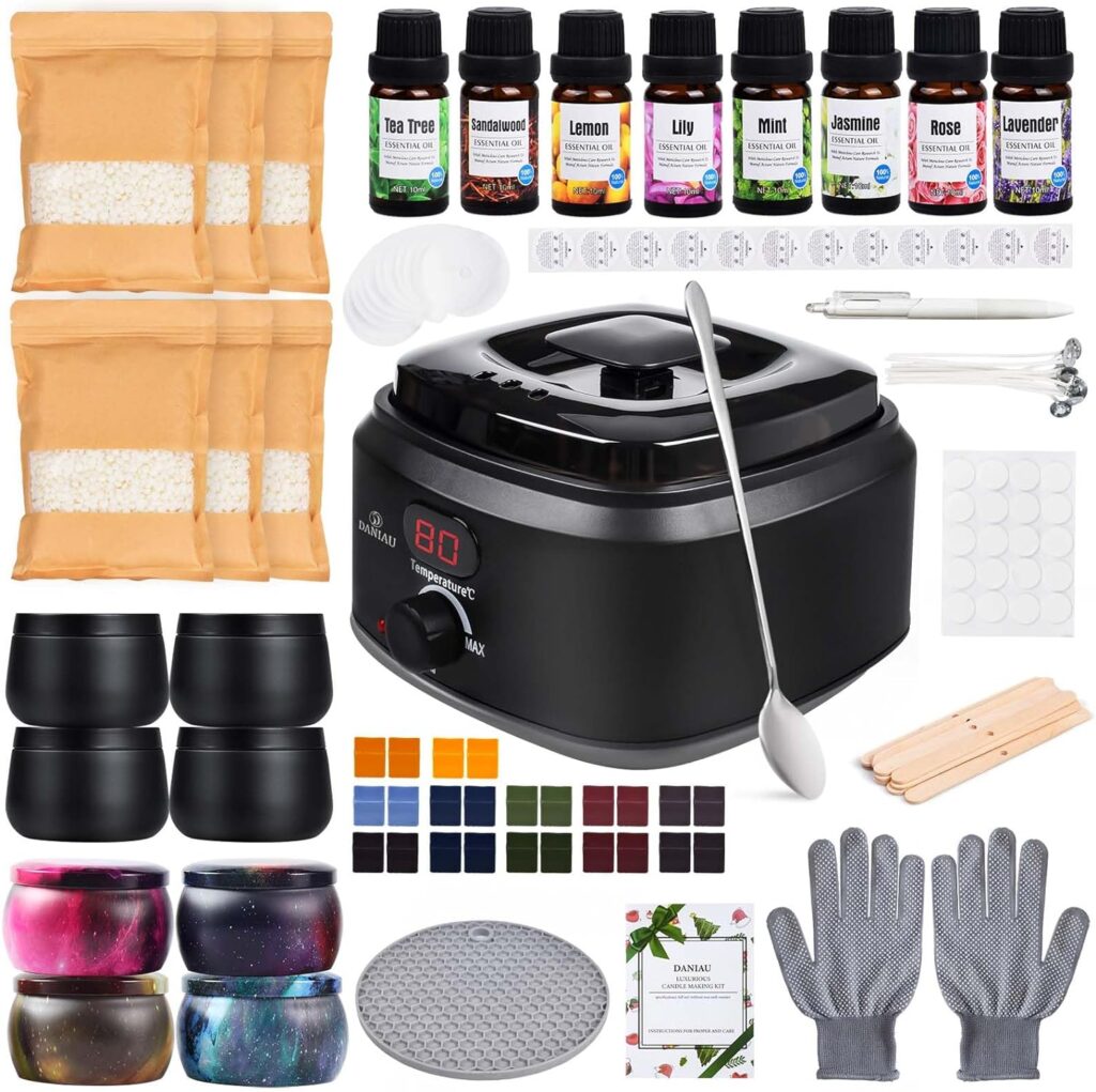 DANIAU Candle Making Kit for Adults, Digital Wax Melt Warmer DIY Starter Candle Making Supplies (Full Kits)