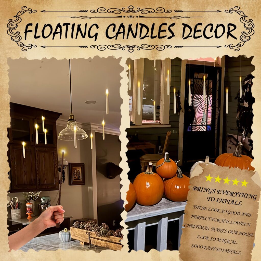 FOOING 8 Pcs Flameless Taper Candles with Remote, Timer, Dimmer, 9.6 Ivory Battery Operated Candlesticks, LED Window Candles, Real Wax 3D Wick Light for Halloween Christmas Decoration