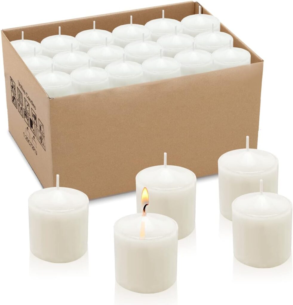 10 Hour White Votive Candles for Weddings Party Spa and Emergency, Set of 36 Unscented Bulk Candles for Restaurants and Home Decoration 10 Hour White Votive Candles for Weddings Party Spa and Emergency, Set of 36 Unscented Bulk Candles for Restaurants and Home Decoration
