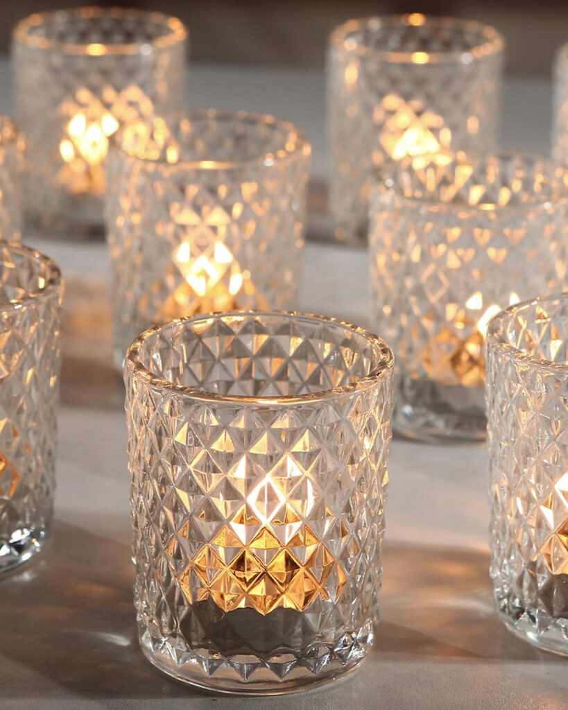 24 Pcs Votive Candle Holders for Wedding - Clear Glass Candle Holders Bulk for Table Centerpieces, Bridal Shower, Birthday, Home, Baby Shower Birthday, Party Decoration(Clear,24) 24 Pcs Votive Candle Holders for Wedding - Clear Glass Candle Holders Bulk for Table Centerpieces, Bridal Shower, Birthday, Home, Baby Shower Birthday, Party Decoration(Clear,24)
