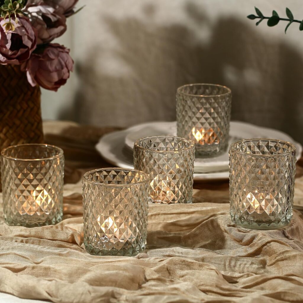 24 Pcs Votive Candle Holders for Wedding - Clear Glass Candle Holders Bulk for Table Centerpieces, Bridal Shower, Birthday, Home, Baby Shower Birthday, Party Decoration(Clear,24) 24 Pcs Votive Candle Holders for Wedding - Clear Glass Candle Holders Bulk for Table Centerpieces, Bridal Shower, Birthday, Home, Baby Shower Birthday, Party Decoration(Clear,24)