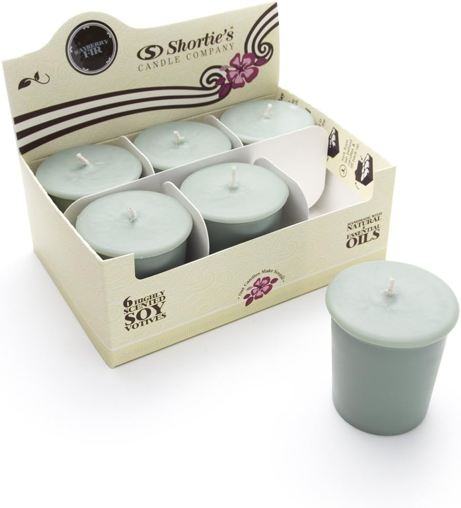Bayberry Fir Soy Votive Candles - Scented with Natural Fragrance Oils - 6 Green Natural Votive Candle Refills - Christmas  Holiday Collection