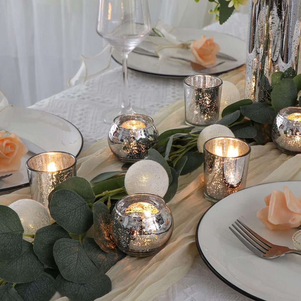 DEVI 24pcs Assorted Gold Votive Candle Holders, Mercury Glass Candle Holder, Gold Wedding Centerpieces for Tables, Gold Bridal Shower Party Diwali Table Decorations DEVI 24pcs Assorted Gold Votive Candle Holders, Mercury Glass Candle Holder, Gold Wedding Centerpieces for Tables, Gold Bridal Shower Party Diwali Table Decorations