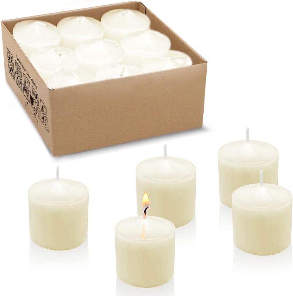 Ivory Votive Candles, 9 Packs Unscented Small Votives for Wedding, Holiday Party, Home (8 Hour), 1.5 D x 1.25 H Ivory Votive Candles, 9 Packs Unscented Small Votives for Wedding, Holiday Party, Home (8 Hour), 1.5 D x 1.25 H