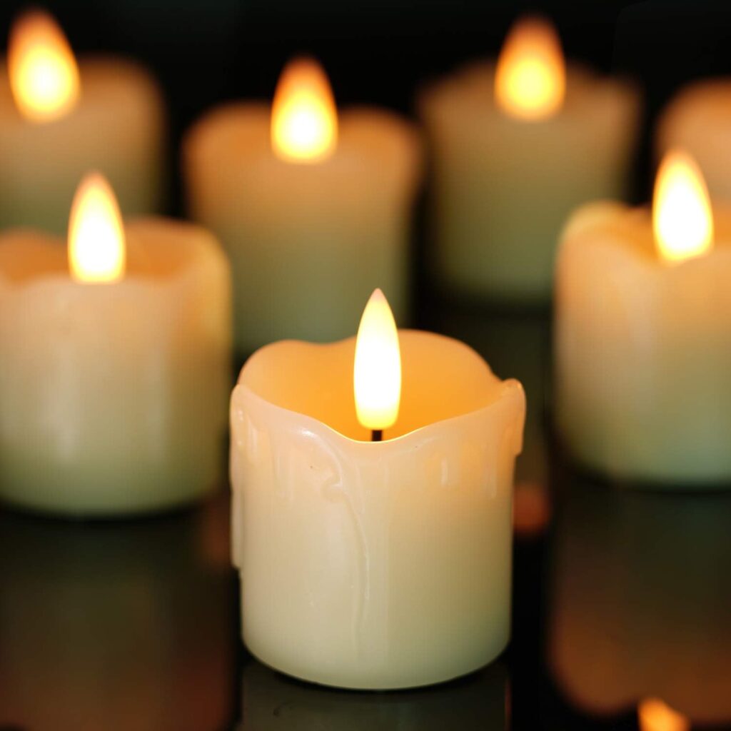 Homemory Flameless Votive Candles with Timer, 2 x 2 Real Wax, 400+Hour Realistic Black Wick Battery Operated Candles, Set of 6 for Wedding, Party and Holiday Decoration (Battery Included) Homemory Flameless Votive Candles with Timer, 2 x 2 Real Wax, 400+Hour Realistic Black Wick Battery Operated Candles, Set of 6 for Wedding, Party and Holiday Decoration (Battery Included)