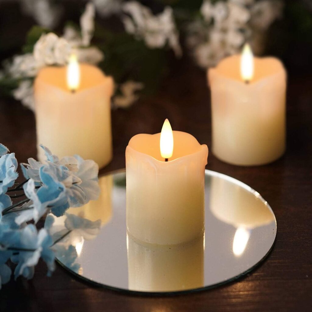 Homemory Flameless Votive Candles with Timer, 2 x 2 Real Wax, 400+Hour Realistic Black Wick Battery Operated Candles, Set of 6 for Wedding, Party and Holiday Decoration (Battery Included) Homemory Flameless Votive Candles with Timer, 2 x 2 Real Wax, 400+Hour Realistic Black Wick Battery Operated Candles, Set of 6 for Wedding, Party and Holiday Decoration (Battery Included)