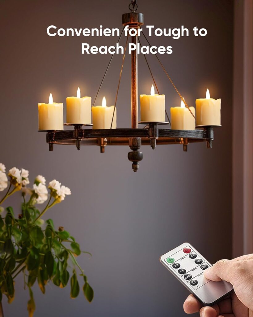 Homemory Flameless Votive Candles with Timer Remote,2 x 3 Real Wax, Realistic Black Wick Battery Operated Pillar Candles, 6 Pack for Wedding, Party and Holiday Decoration Homemory Flameless Votive Candles with Timer Remote,2 x 3 Real Wax, Realistic Black Wick Battery Operated Pillar Candles, 6 Pack for Wedding, Party and Holiday Decoration