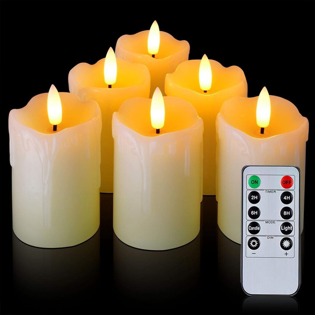 Homemory Flameless Votive Candles with Timer Remote,2 x 3 Real Wax, Realistic Black Wick Battery Operated Pillar Candles, 6 Pack for Wedding, Party and Holiday Decoration Homemory Flameless Votive Candles with Timer Remote,2 x 3 Real Wax, Realistic Black Wick Battery Operated Pillar Candles, 6 Pack for Wedding, Party and Holiday Decoration