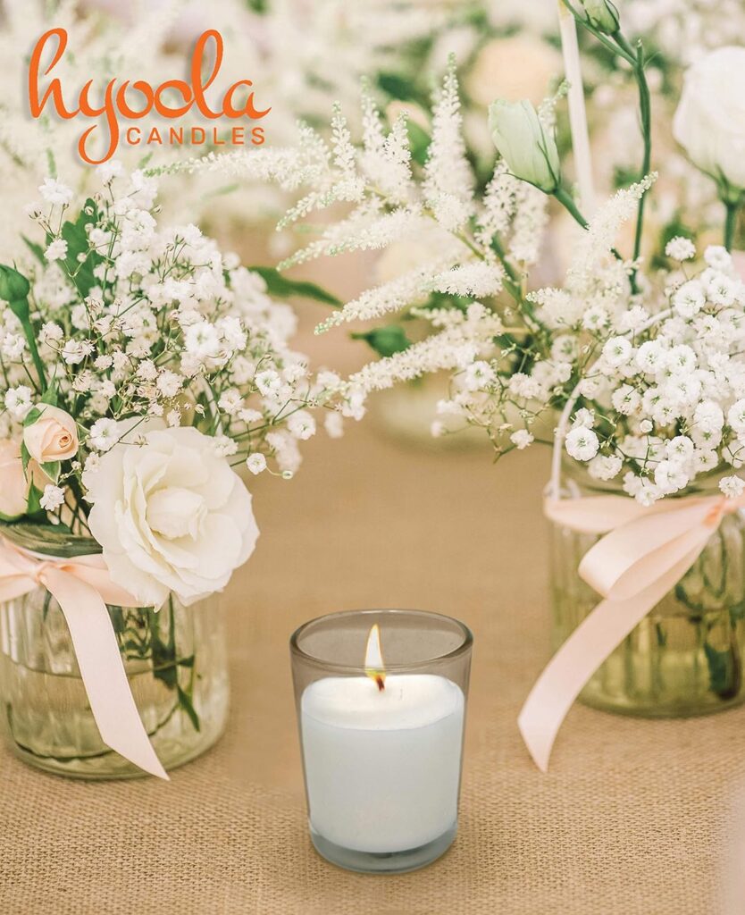 Hyoola White Votive Candles in Glass - Pack of 12 Votive Candle - 12 Hour Burn Time - Unscented Votive Candles - European Made Glass Votives Hyoola White Votive Candles in Glass - Pack of 12 Votive Candle - 12 Hour Burn Time - Unscented Votive Candles - European Made Glass Votives