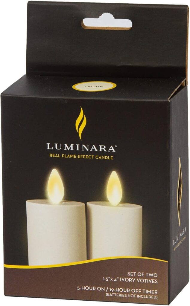 Luminara Realistic Artificial Moving Flame Votive Candle - Set of 2 - Moving Flame LED Battery Operated Lights for Christmas, Halloween - Remote Ready - Remote Sold Separately - Ivory - 1.5 x 4 Luminara Realistic Artificial Moving Flame Votive Candle - Set of 2 - Moving Flame LED Battery Operated Lights for Christmas, Halloween - Remote Ready - Remote Sold Separately - Ivory - 1.5 x 4