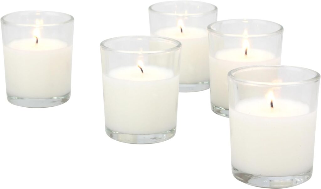 Stonebriar SB-SP-3210A 15 Hour Long Burning Unscented Wax Filled Votive Holders, 48 Pack, White Stonebriar SB-SP-3210A 15 Hour Long Burning Unscented Wax Filled Votive Holders, 48 Pack, White