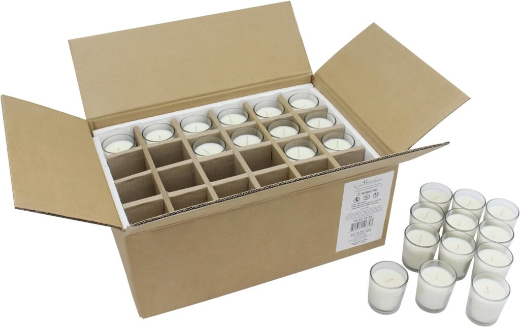Stonebriar SB-SP-3210A 15 Hour Long Burning Unscented Wax Filled Votive Holders, 48 Pack, White Stonebriar SB-SP-3210A 15 Hour Long Burning Unscented Wax Filled Votive Holders, 48 Pack, White