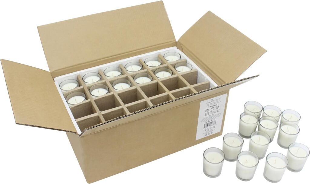 Stonebriar SB-SP-3210A 15 Hour Long Burning Unscented Wax Filled Votive Holders, 48 Pack, White Stonebriar SB-SP-3210A 15 Hour Long Burning Unscented Wax Filled Votive Holders, 48 Pack, White